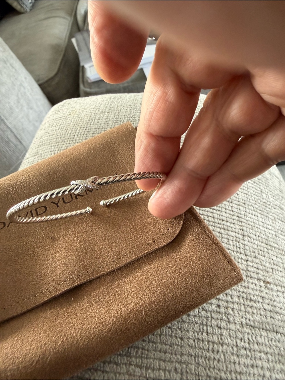 David Yurman Cable Flex Diamond X cuff sz Small 2.6mm